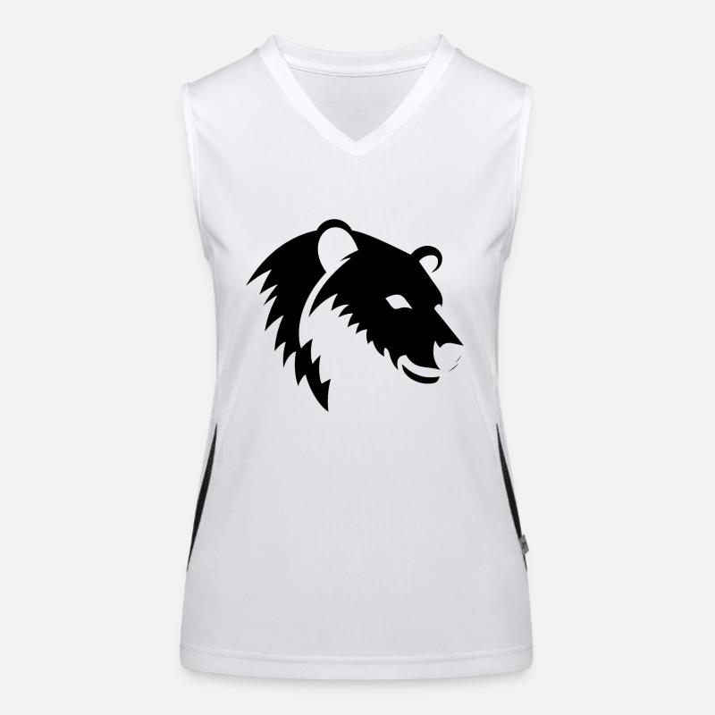 Bär Silhouette eines Eisbärkopfes Funktionelles Kontrast-Tank Top für Frauen
