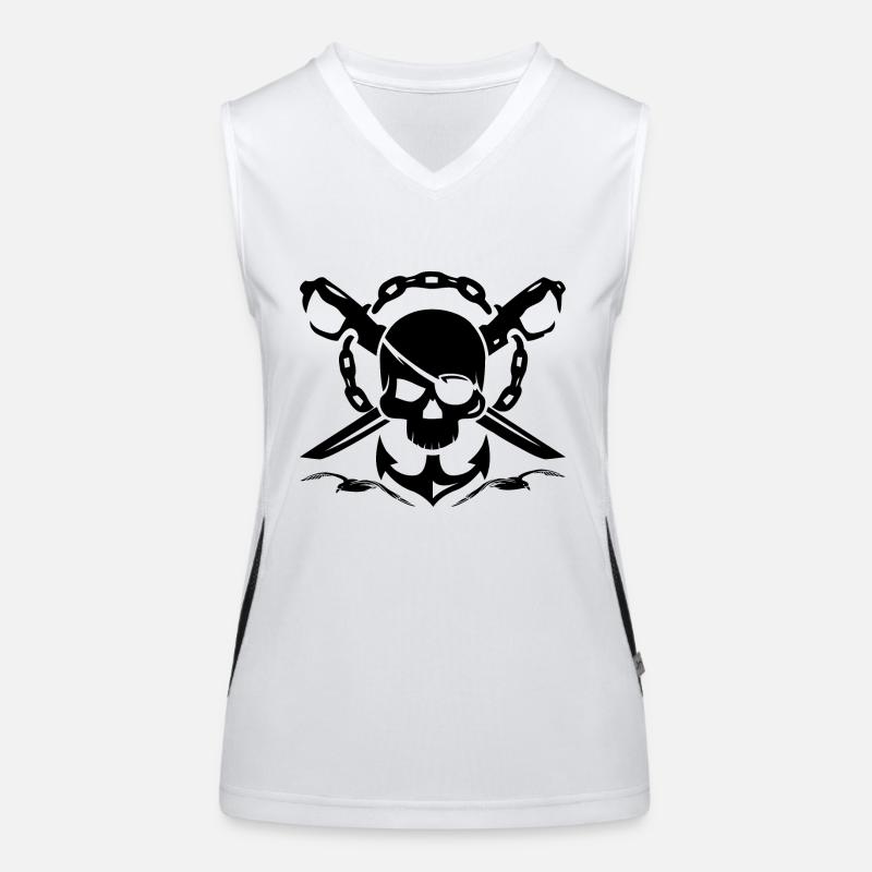 Maritim-Anker-Skull-Schwerter-Möwe-Norddeutsch Débardeur respirant contrasté Femme