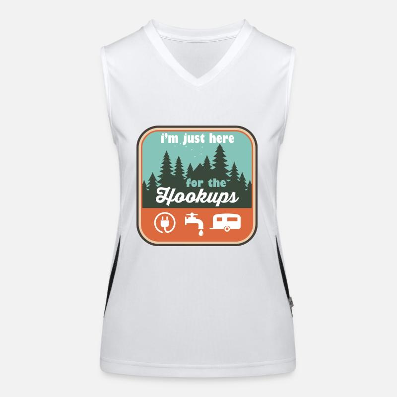 I'm Just Here For the Hookups RV Camping Funktionelles Kontrast-Tank Top für Frauen