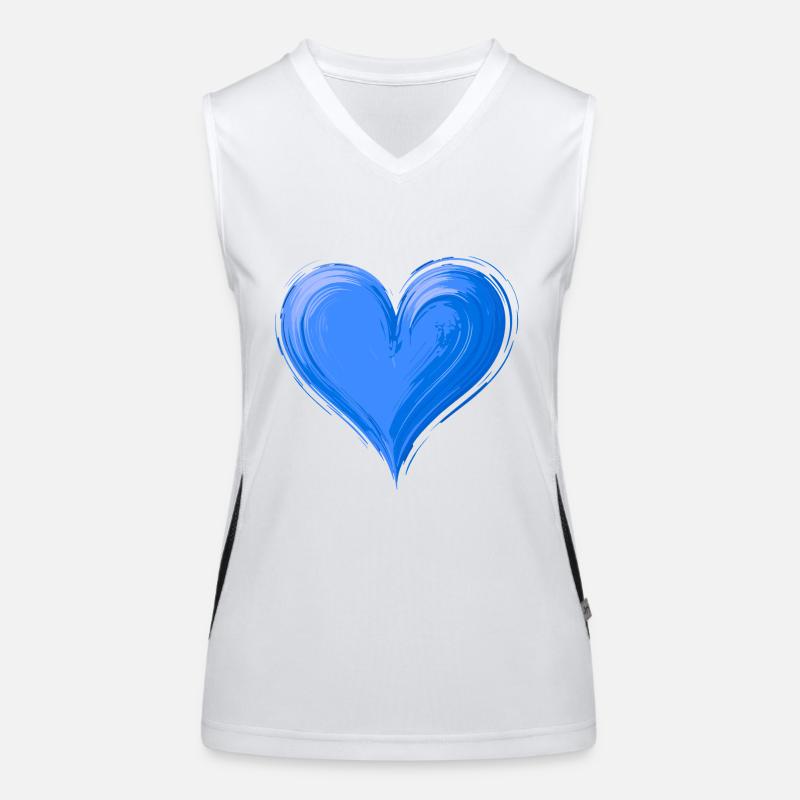 Hand Painted Blue Heart Women's Functional Contrast Tank Top
