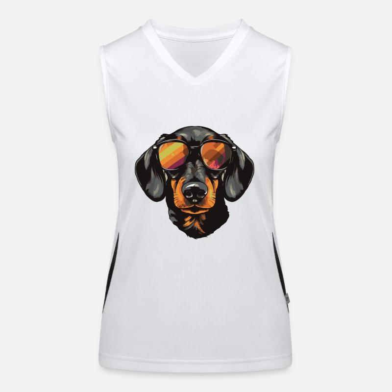 Teckel Tête De Chien Portrait Teckel Débardeur respirant contrasté Femme