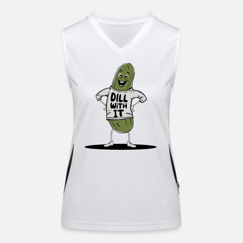 dill with it funny pickle pun Women's Functional Contrast Tank Top