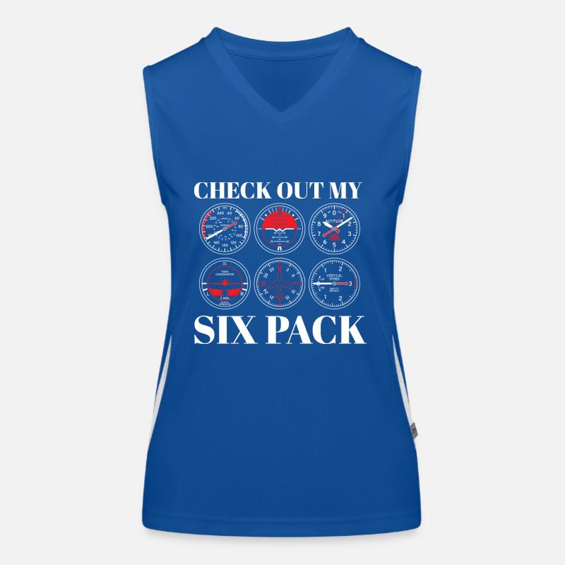 Funny Pilot Six Pack Aviation Flight Simulation Women's Functional Contrast Tank Top