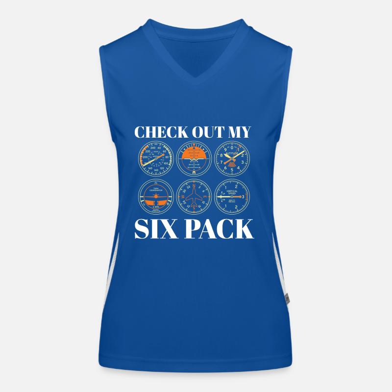 Funny Pilot Six Pack Simulation de vol d’aviation Débardeur respirant contrasté Femme