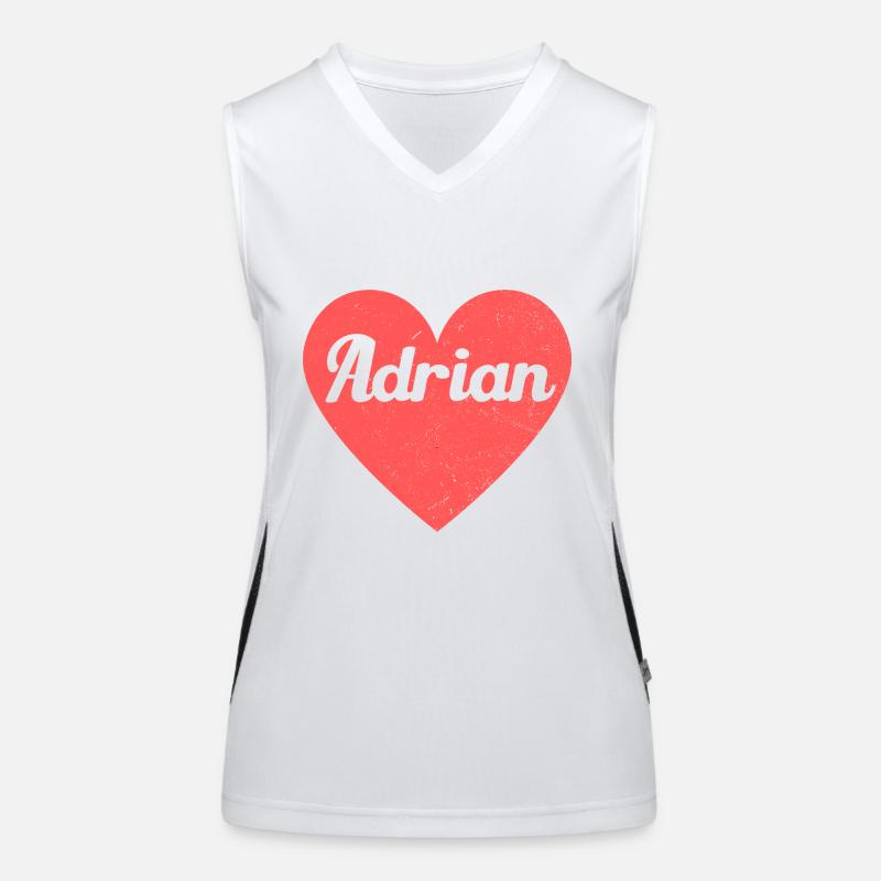 Adrian Name Rotes Herz Liebe Fan Retro Funktionelles Kontrast-Tank Top für Frauen