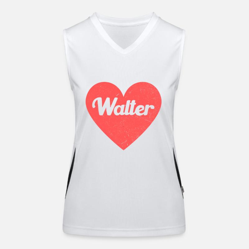 Walter Name Red Heart Love Fan Retro Women's Functional Contrast Tank Top