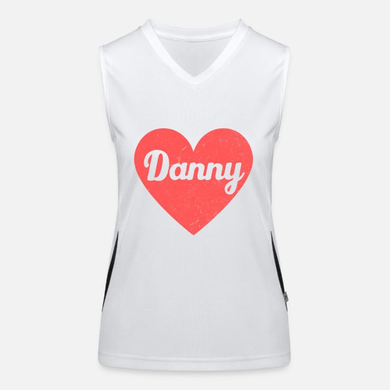 Danny Name Rotes Herz Liebe Fan Retro Funktionelles Kontrast-Tank Top für Frauen