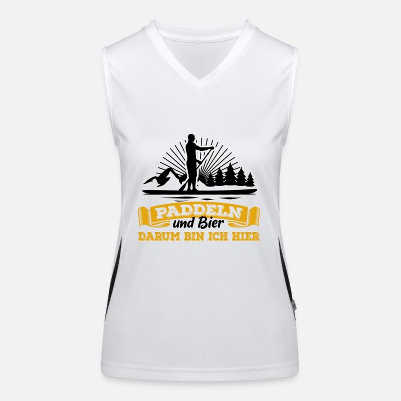 Paddeln & Bier - darum bin ich hier - SUP Spruch Funktionelles Kontrast-Tank Top für Frauen