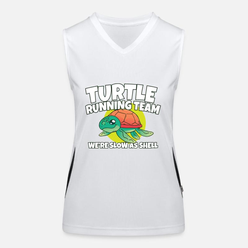 Funny Marathon Turtle Running Team We're Slow As Funktionelles Kontrast-Tank Top für Frauen