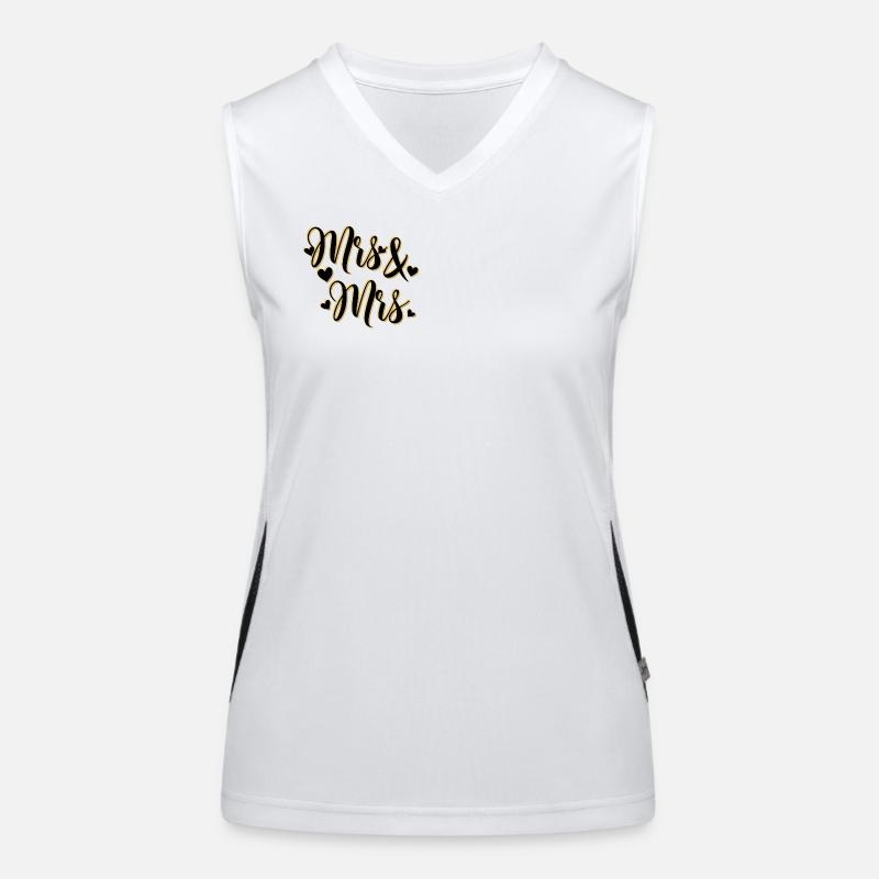 Mrs. and Mrs. in gold script Women's Functional Contrast Tank Top