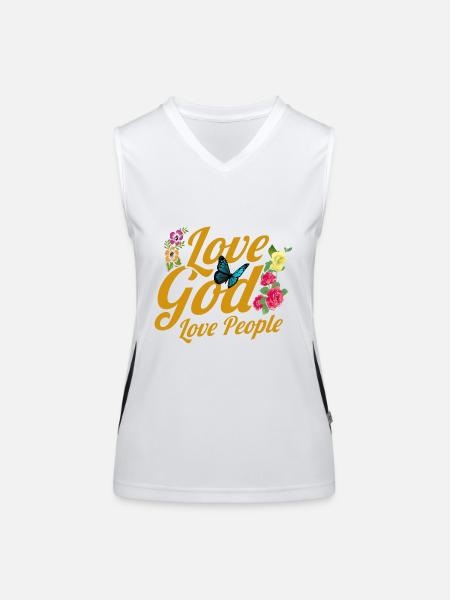 Jesus God Bible Verse Inspirational Gift - Women's Functional Contrast Tank Top - white/black - Front