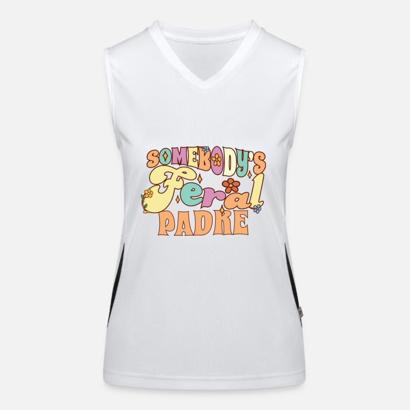 Somebody's Feral Spanish Dad Funny Father Pun Women's Functional Contrast Tank Top