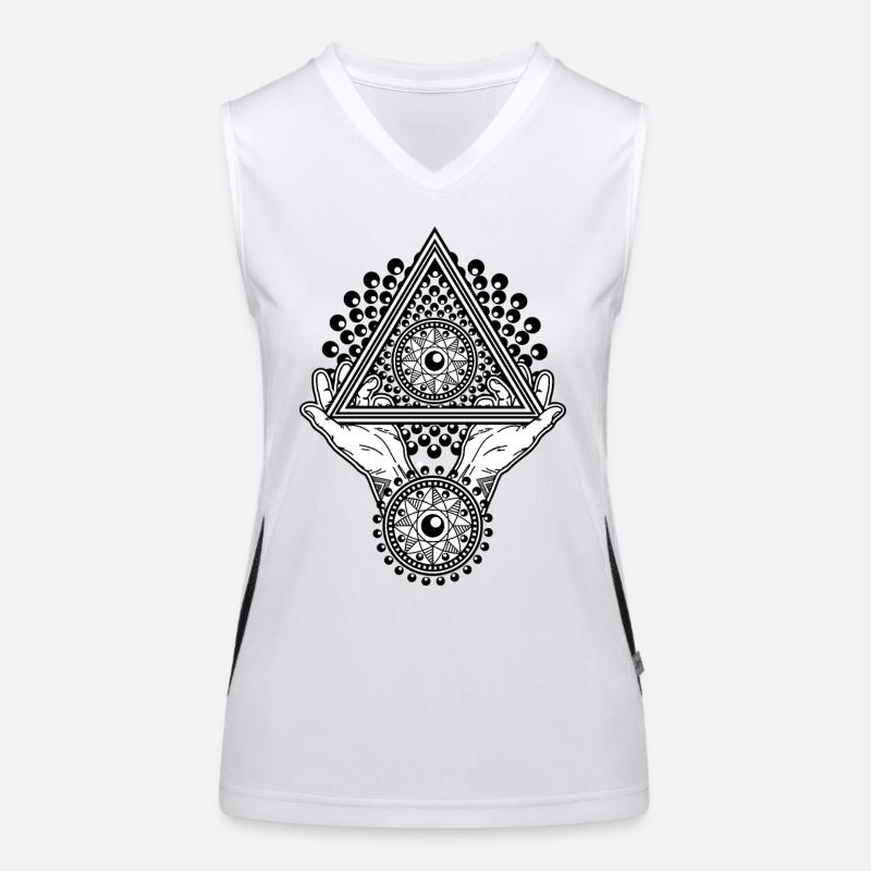 Pyramide Illuminati et œil omniscient dans le triangle Débardeur respirant contrasté Femme