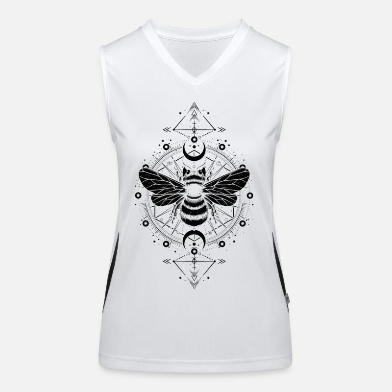 Astronomy - Mystical Bee Phases Moons - Black Women's Functional Contrast Tank Top