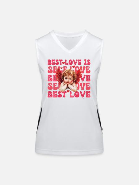 Valentines Day Cupid Self Love - Women's Functional Contrast Tank Top - white/black - Front