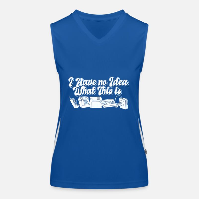 Funny 70s 80s Throwback I Have No Idea What This Funktionelles Kontrast-Tank Top für Frauen