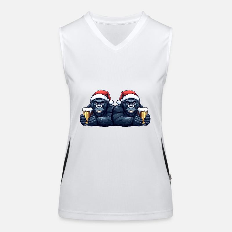 Gorilla Weihnachten Bier Team Funktionelles Kontrast-Tank Top für Frauen