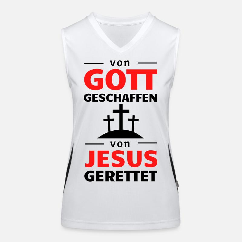 Gott Jesus Stark Rot Typografie Funktionelles Kontrast-Tank Top für Frauen