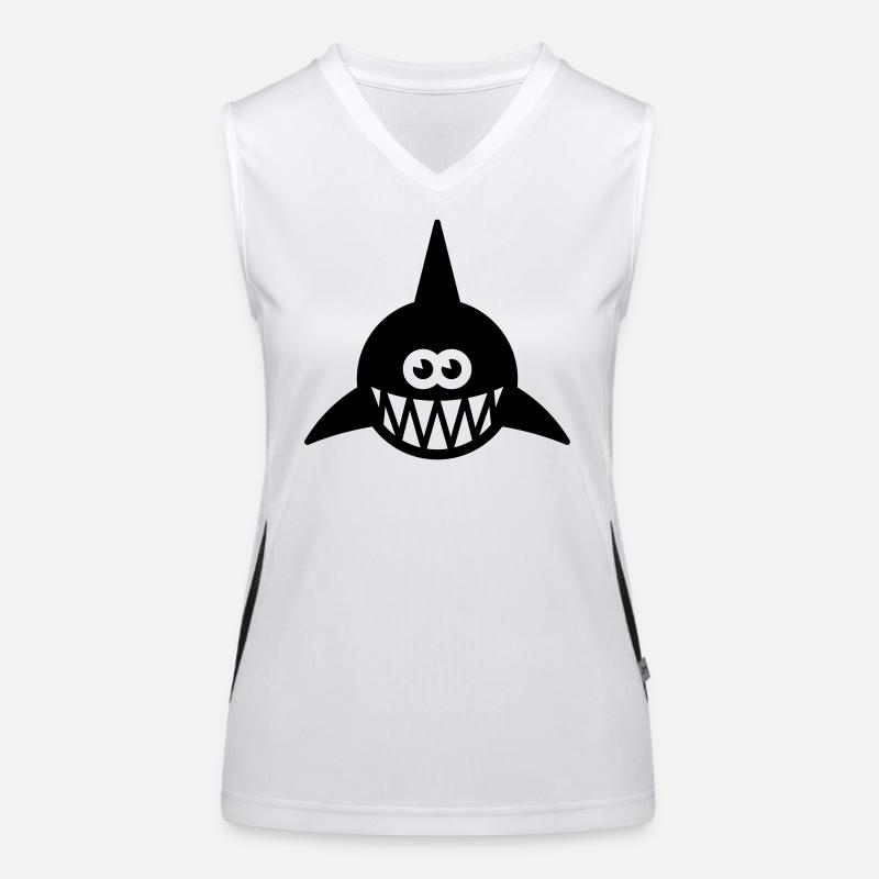 Fish Showing Teeth (Shark, Predator, Carnivore 1C) Women's Functional Contrast Tank Top