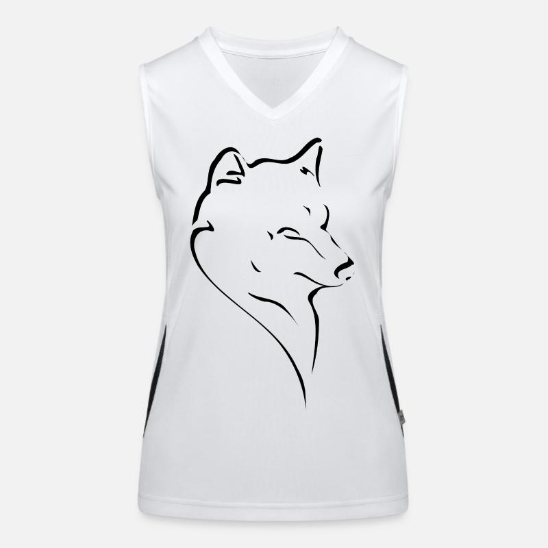 Wolfskopf Linienstudie Funktionelles Kontrast-Tank Top für Frauen