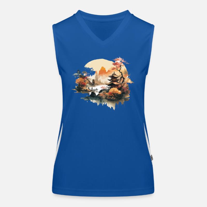 Asiatisches Aquarell Funktionelles Kontrast-Tank Top für Frauen