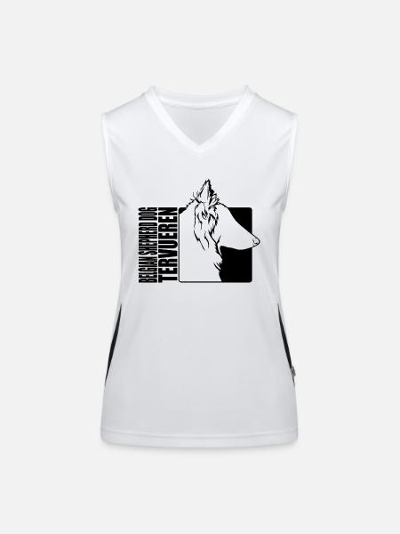 Belgian Shepherd Dog Tervueren Profil Hunde - Funktionelles Kontrast-Tank Top für Frauen - Weiß/Schwarz - Vorne