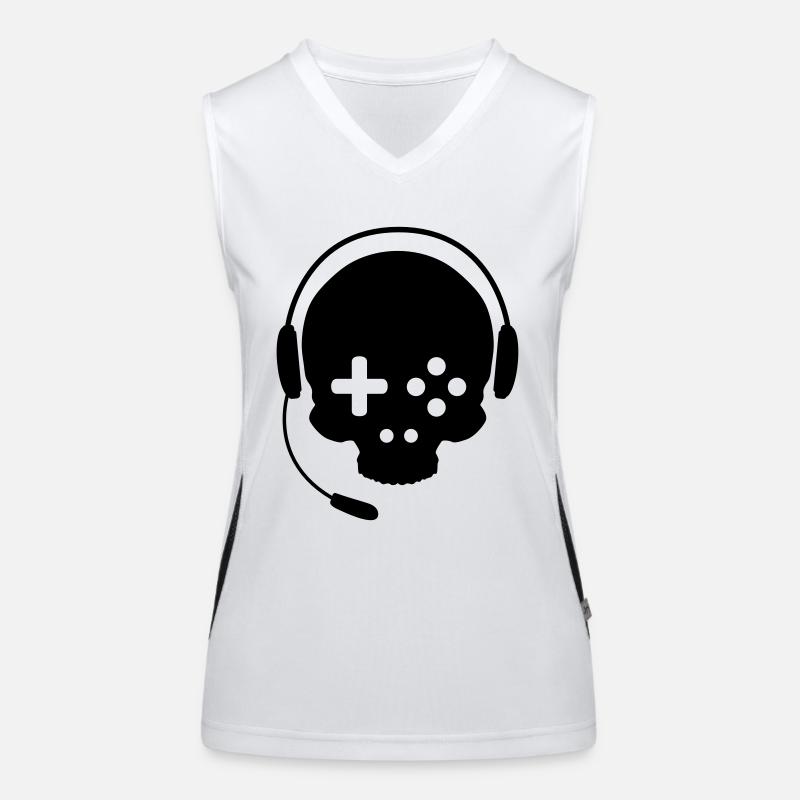Game Schädel mit Headset Funktionelles Kontrast-Tank Top für Frauen