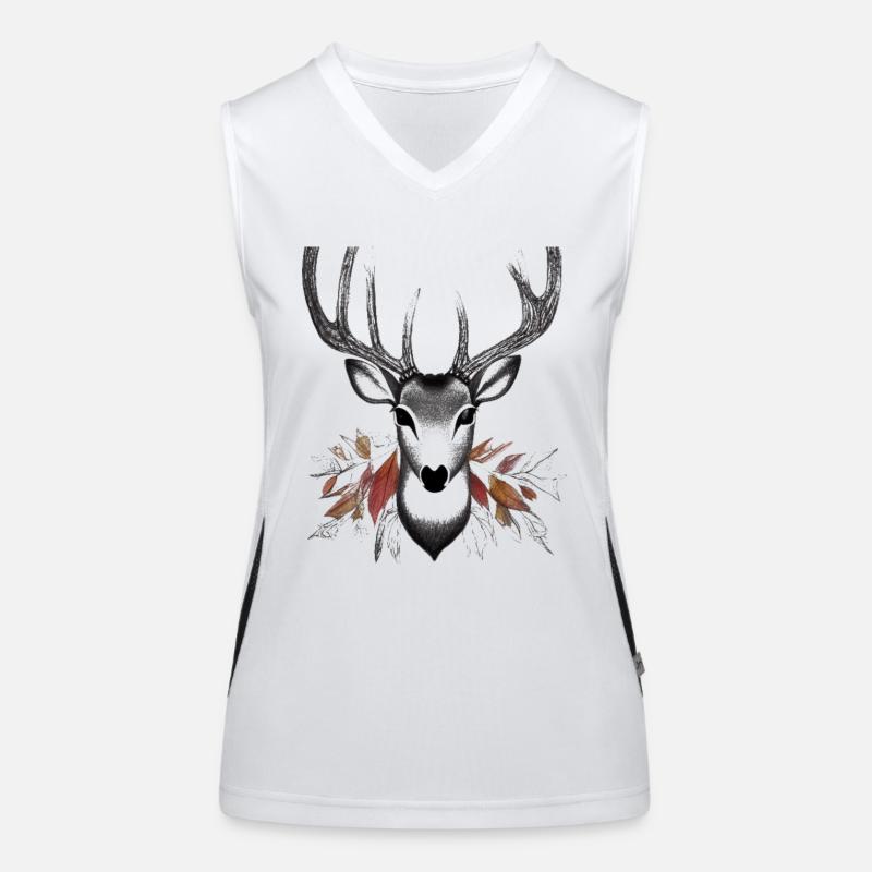 Hirschkopf im Herbst Hirsch Geweih Bock Reh Kitz 1 Funktionelles Kontrast-Tank Top für Frauen