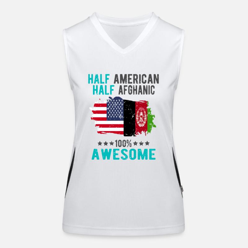 Half American, half Afghan Women's Functional Contrast Tank Top