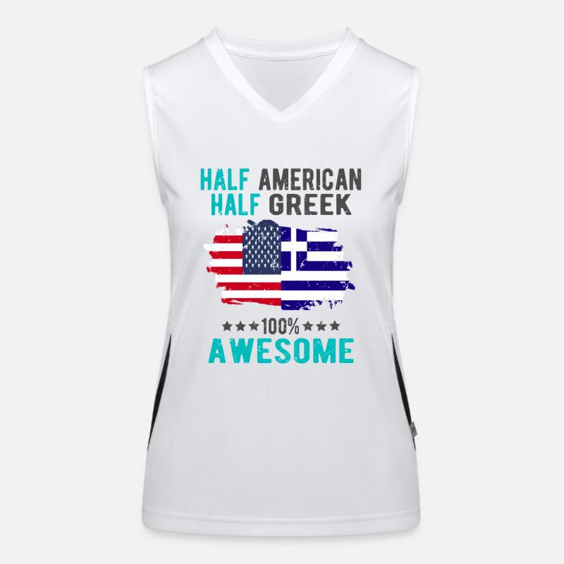 Halb Amerikaner Halb Grieche Funktionelles Kontrast-Tank Top für Frauen