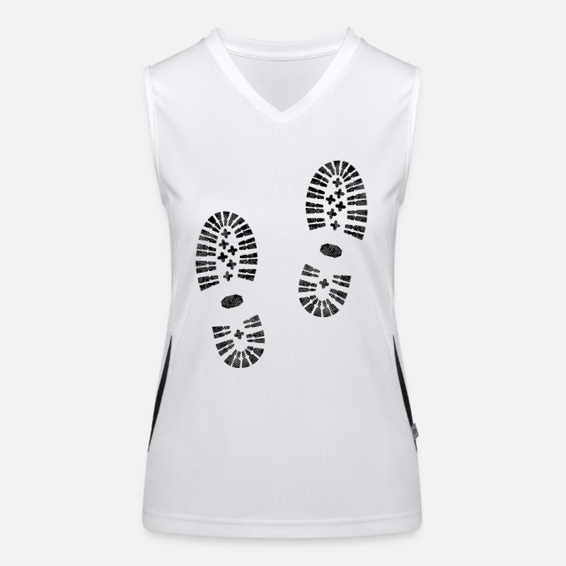 Boot prints, hiking boots, mountain hiking Women's Functional Contrast Tank Top
