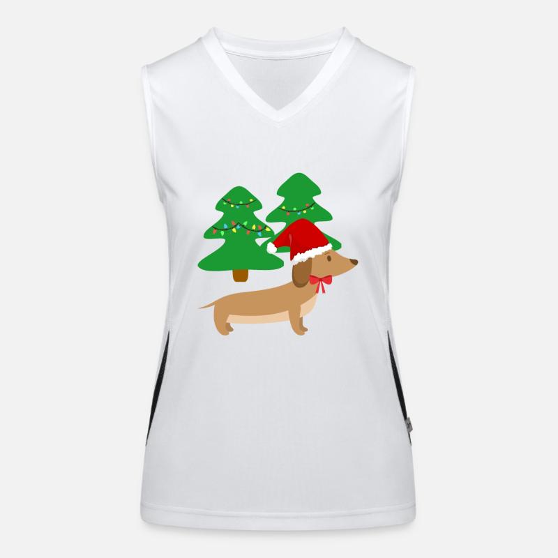Christmas Dachshund Forest Dog Gift Women's Functional Contrast Tank Top