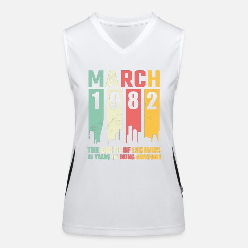 41st birthday March Born in 1982 Gift idea Women's Functional Contrast Tank Top