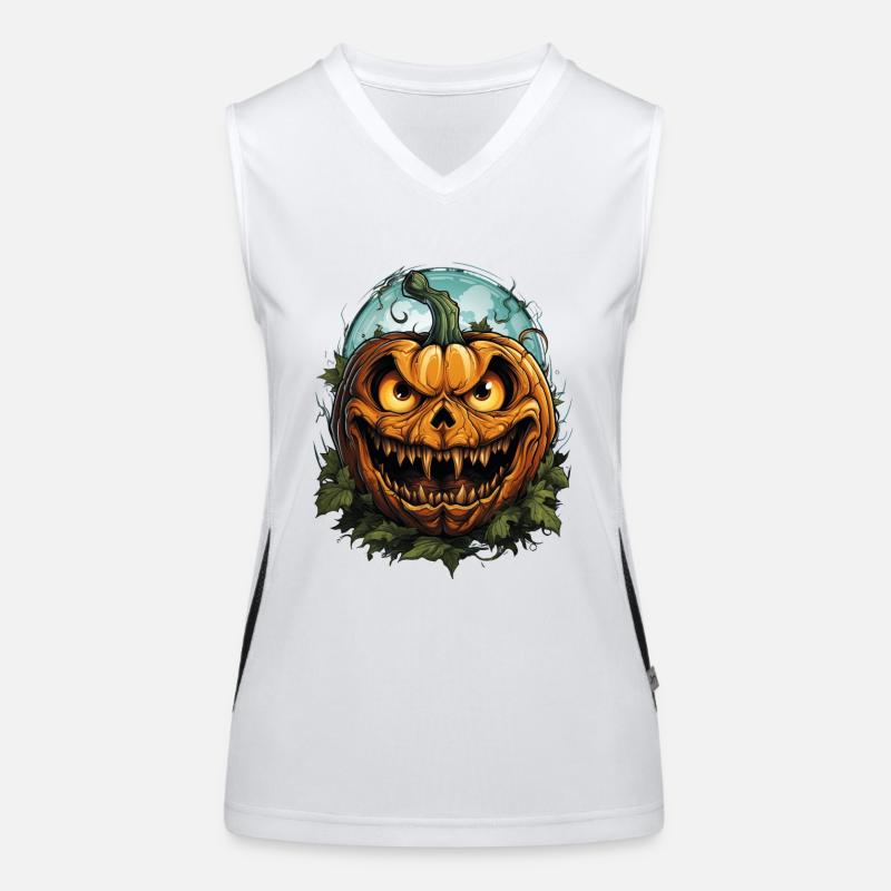 Scary Pumpkin Face I Spooky Halloween Funktionelles Kontrast-Tank Top für Frauen