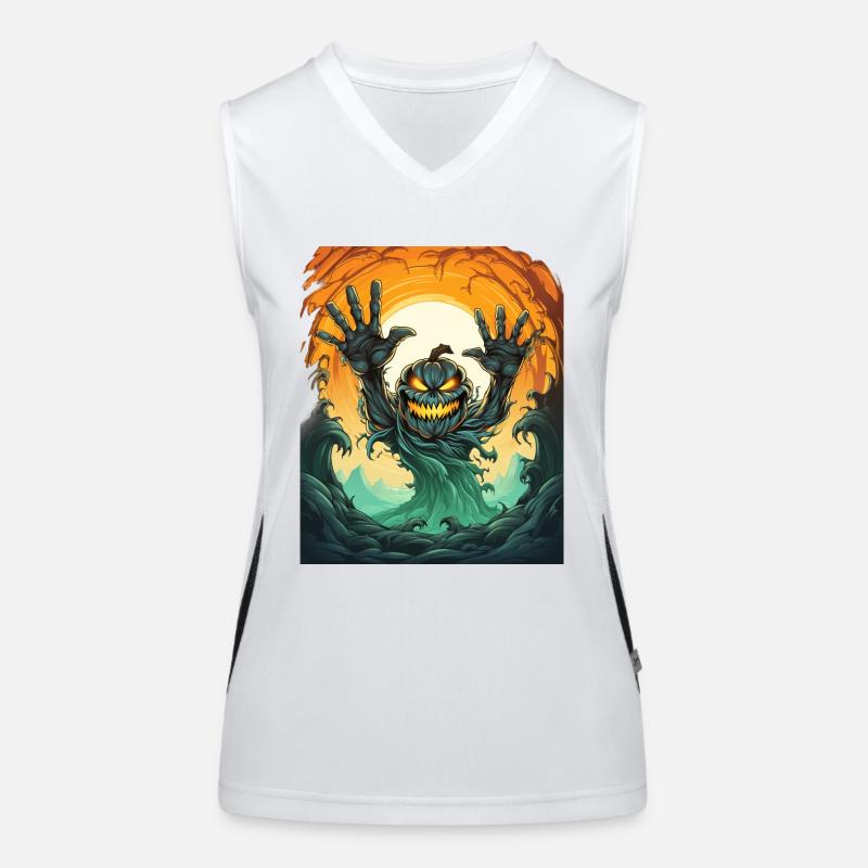 Halloween Emerging Hands Spooky Pumpkin Funktionelles Kontrast-Tank Top für Frauen