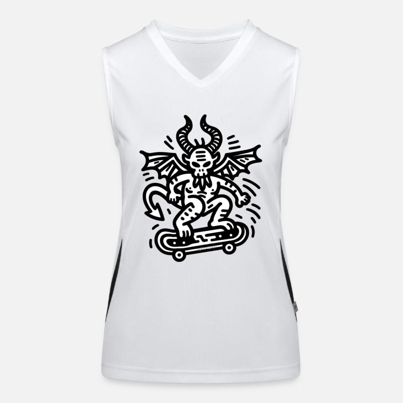 Teufel Skateboard Doodle Funktionelles Kontrast-Tank Top für Frauen