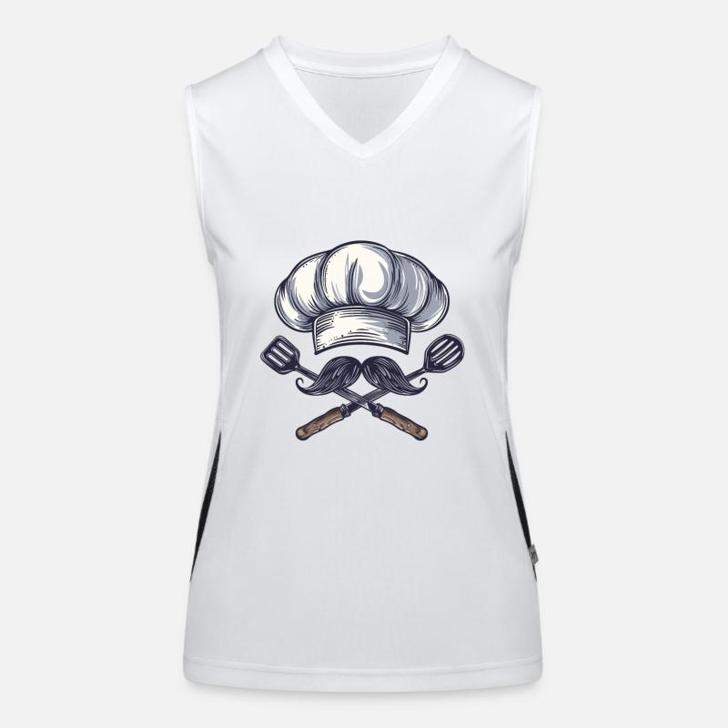 Mit Schnurrbart und Kreuz: Ein Meisterkoch Funktionelles Kontrast-Tank Top für Frauen