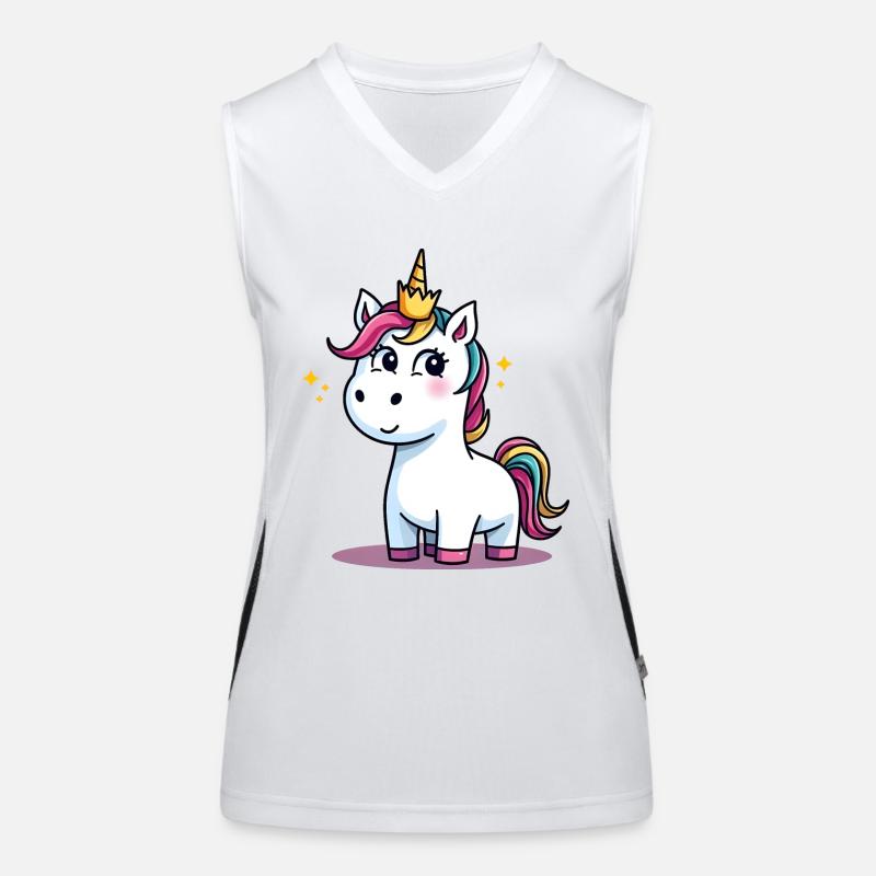 Einhorn Traumlandschaft Glitzerkrone Funktionelles Kontrast-Tank Top für Frauen