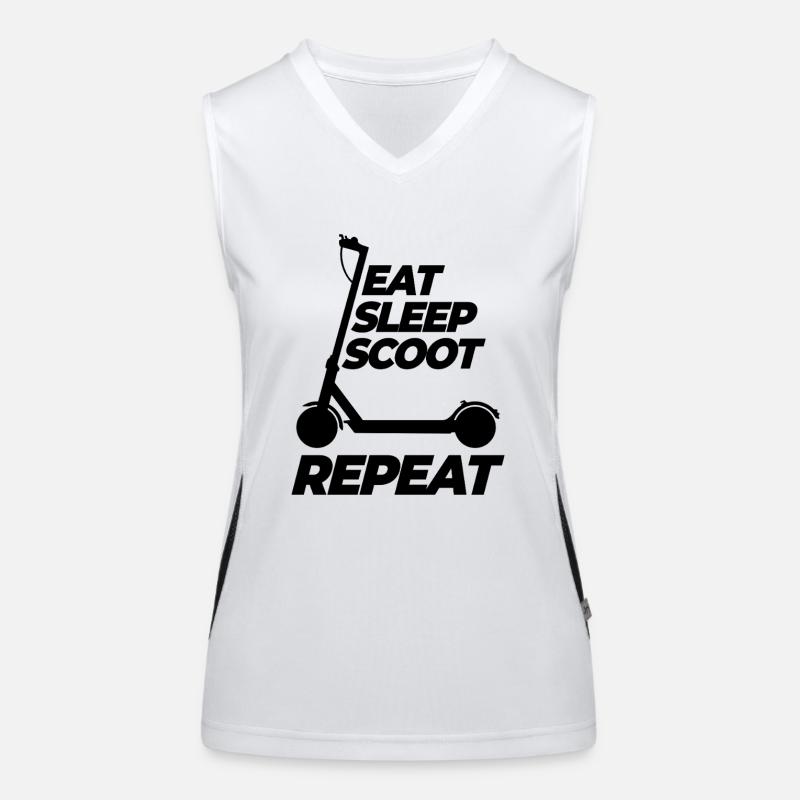 Eat Sleep Scoot Repeat, E-Scooter, Elektro Roller Funktionelles Kontrast-Tank Top für Frauen
