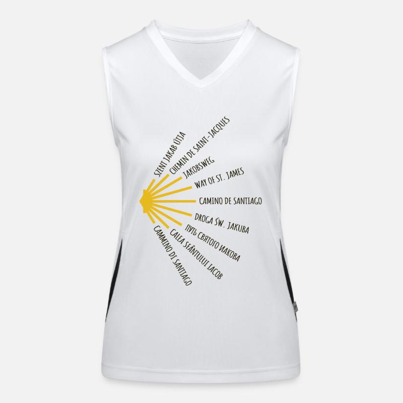 Le Chemin de Saint-Jacques-de-Compostelle compte de nombreuses langues - Chemin - Pèlerinage Débardeur respirant contrasté Femme