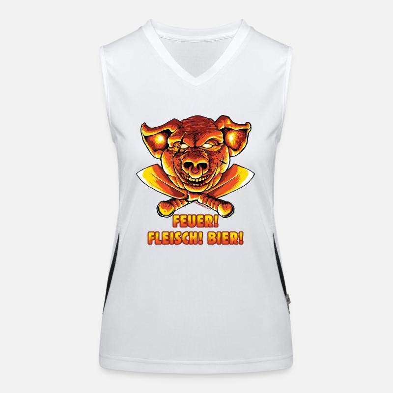 Feuer Fleisch Bier! Funktionelles Kontrast-Tank Top für Frauen
