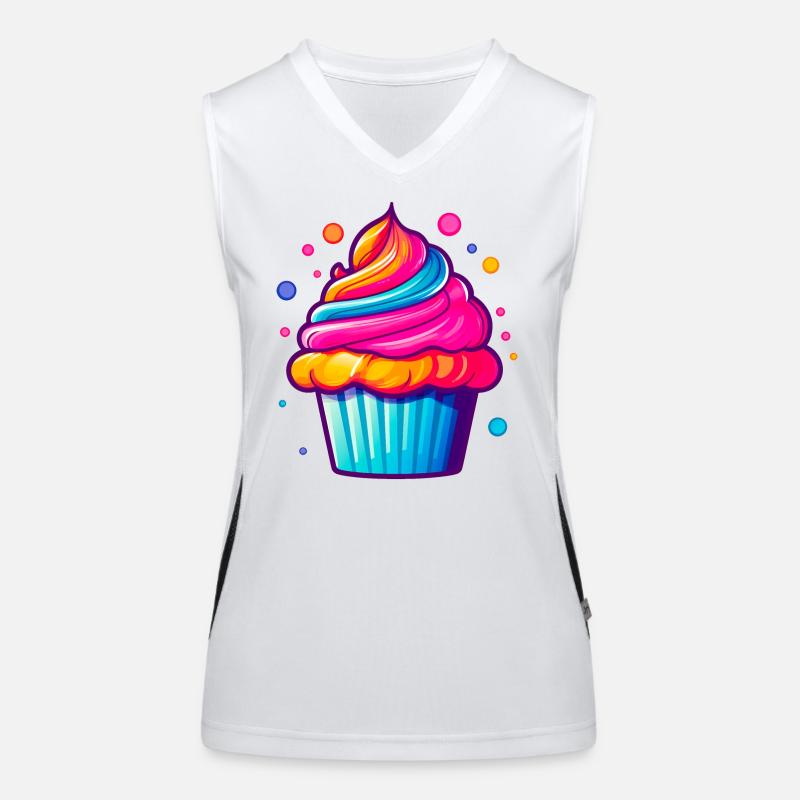 Rainbow cupcake with bubbles Women's Functional Contrast Tank Top