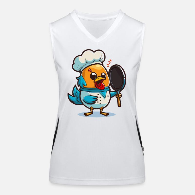 Chef Cluck: A Whimsical Cartoon Chicken Women's Functional Contrast Tank Top