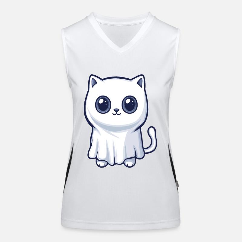 Katze Halloween Comic Geist Funktionelles Kontrast-Tank Top für Frauen