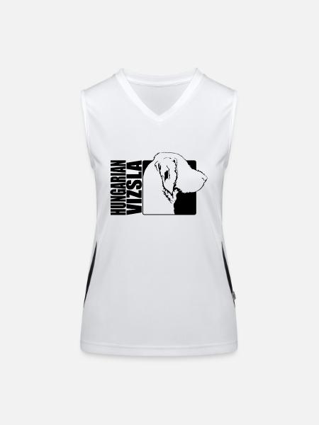 Hungarian Vizsla Wirehaired Profile Dogs Wilsigns - Women's Functional Contrast Tank Top - white/black - Front