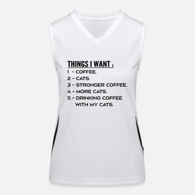 Dinge, die ich will Kaffee und Katzen - I Like Cats Coffee Funktionelles Kontrast-Tank Top für Frauen
