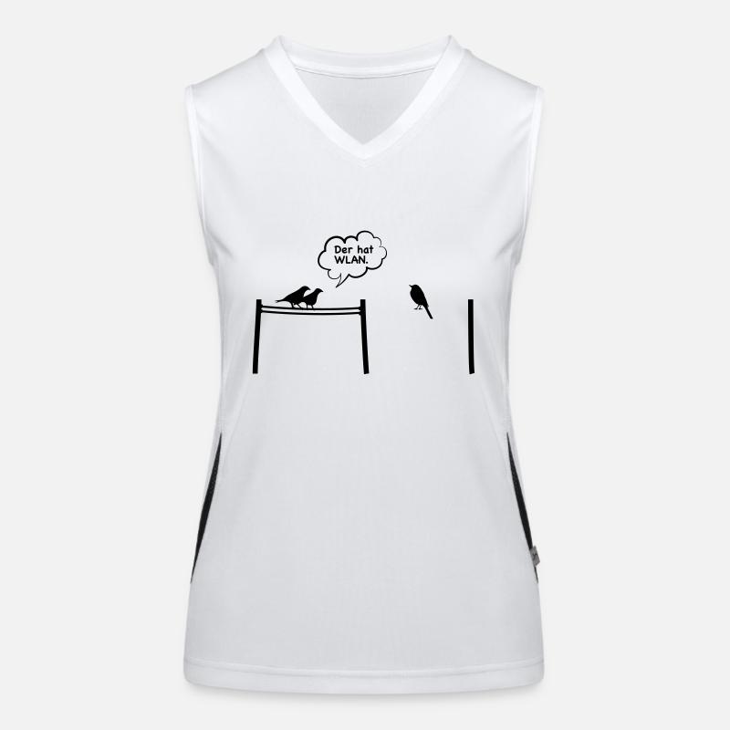 Vogel WLAN Stromleitung wifi Kabel Internet Funktionelles Kontrast-Tank Top für Frauen