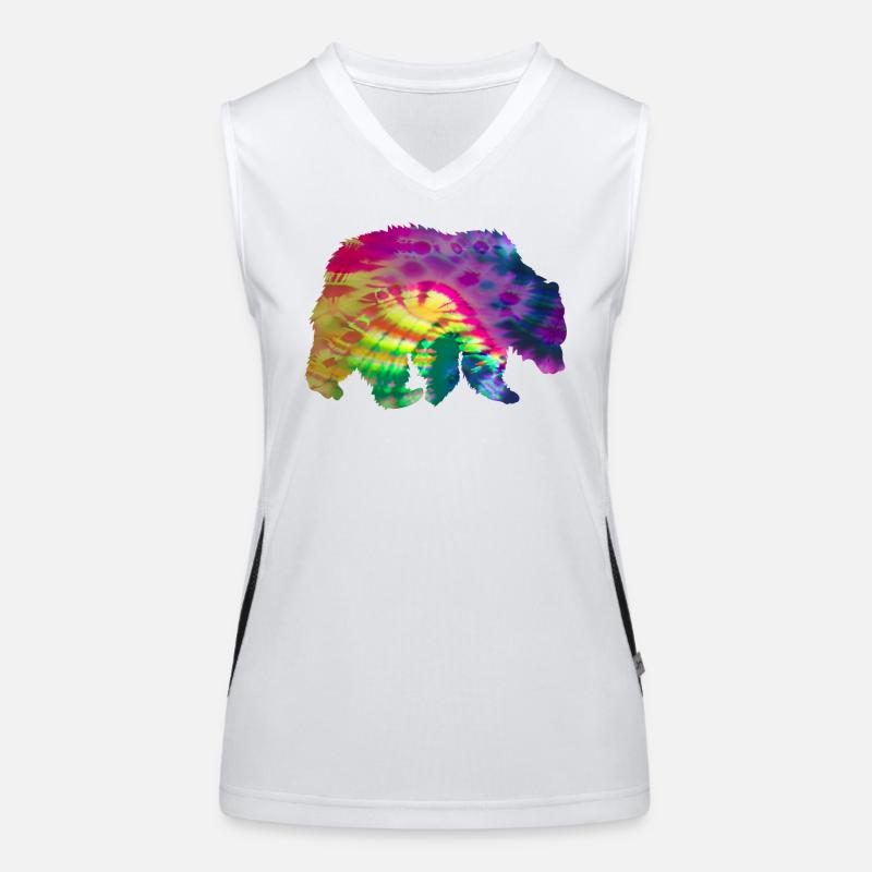 Bear Silhouette Tie Dye Batik Pattern Débardeur respirant contrasté Femme