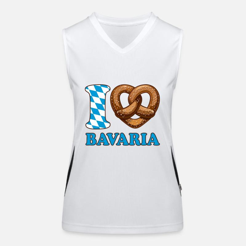 I Love Bavaria Brezel - Herz - Spruch Funktionelles Kontrast-Tank Top für Frauen