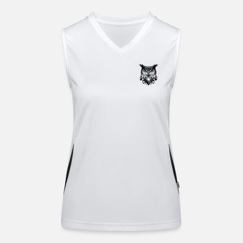 Polygon-Eule in Schwarz-Weiß – Vogelkunst Funktionelles Kontrast-Tank Top für Frauen